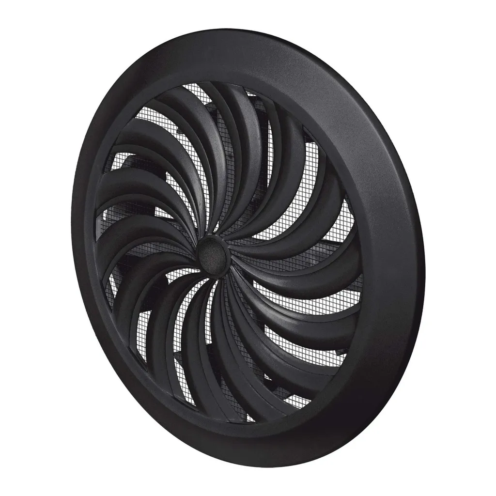 172895  - CLASSIC Ø100 Series grille - with anti-insect net, shutter and cord black - AWT
