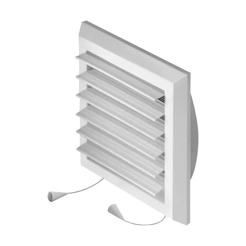 170579 - PLUS Series grille- with anti-insect net,  adjustable shutter and cord inlet Ø100 140x140 white - AWT   