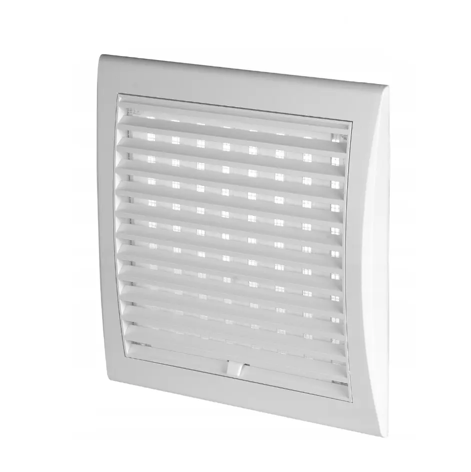 170580 - LUNA Series grille - with anti-insect net and  shutter 138x138 white - AWT    
