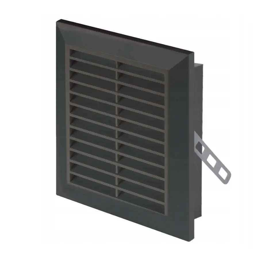 170582 - CLASSIC Series grille with anti-insect net and mounting brackets 110x140 black - AWT 