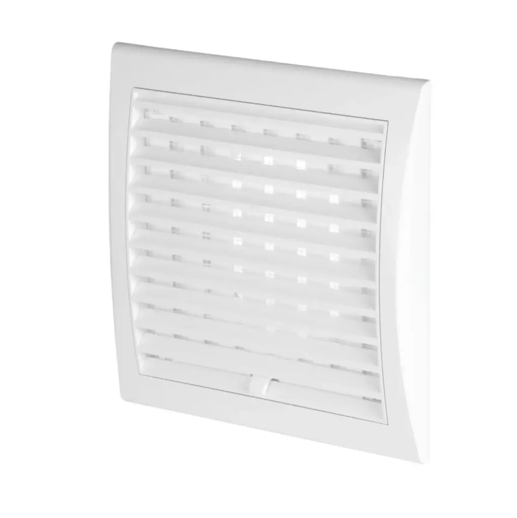 170607 - Luna Series Grille with Anti-Insect-Net And  Shutter, Inlet 138x138 Ø100 white - AWT