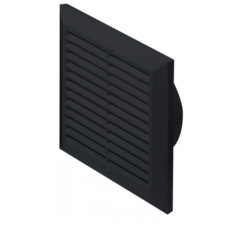170609 - CLASSIC Series grille with anti-insect net 140x140, inlet  Ø100 black - AWT 