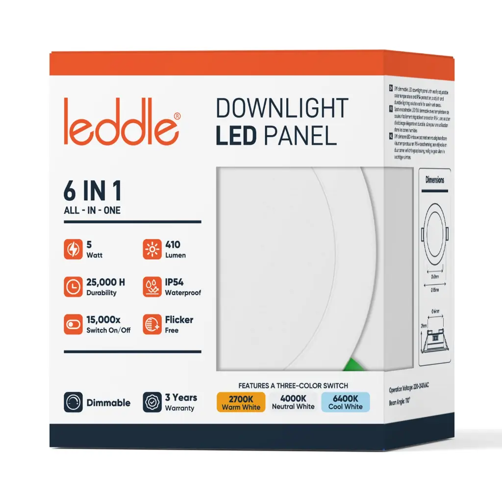 160120 - Spot LED Encastrable | 5W | IP54 | Blanc | Dimmable | CCT 6-en-1 | Connecteur à Ressort