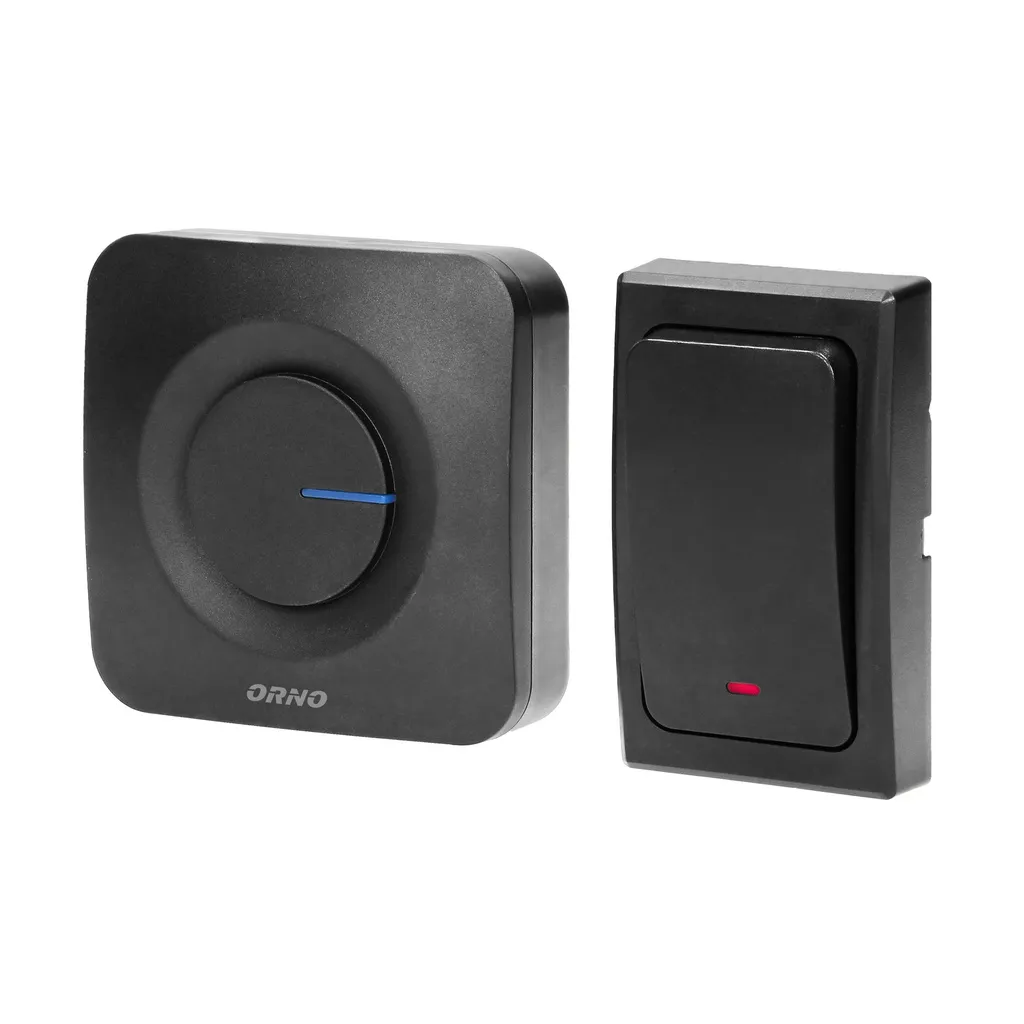 143081 - ONDO AC wireless doorbell plugin system, with batteryfree button, operation range up to 200m. ORN