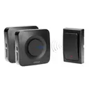 143087 - ONDO AC, set of 2 wireless doorbells, black with batteryfree button, plugin system, operation range up to 200mORN