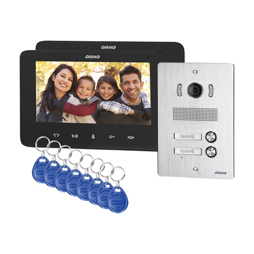 [ORNOR-VID-VP-1072/B] 140011-Two-family video doorphone set INDI MULTI N handset-free with multicolor 7" LCD screen