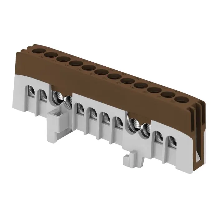 146465 - Insulated distribution busbar L, 12 wires, brown