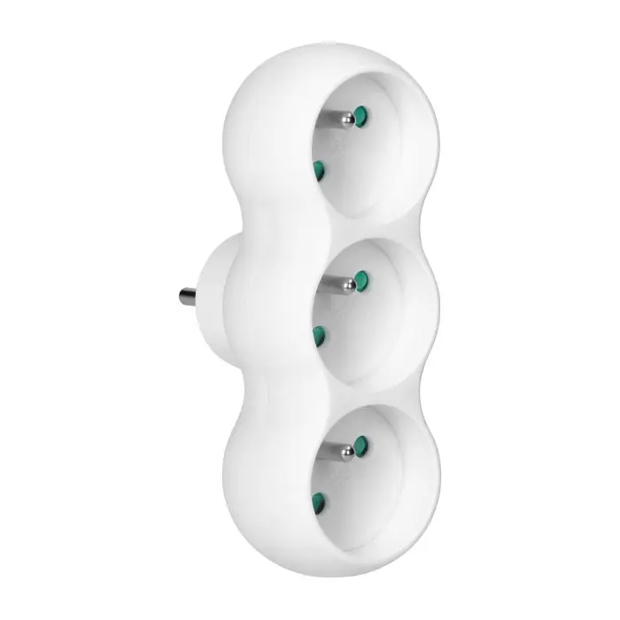 149218 - Rounded socket splitter 3x2P+E with central plug, white