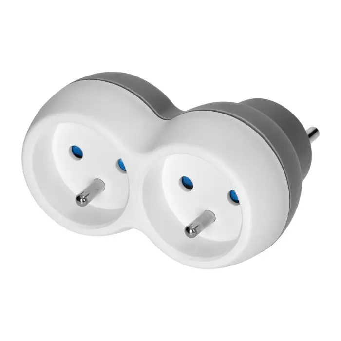 149224 - Power socket splitter 2x2P+E, whitegrey