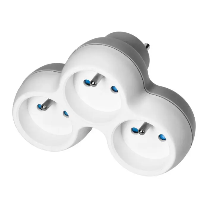 149225 - Power socket splitter 3x2P+E, whitegrey
