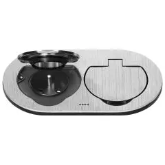 146541 - Hermetic double socket, oval, IP55, opening angle 110°, 
brushed aluminum