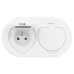 146543 - Hermetic, flushfitting double socket, oval, IP55, 2x2P+E(French), white