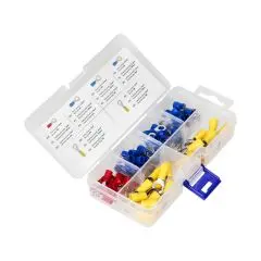 149672 - Set of cable end terminals with ring, 120 pcs., 1mm2 x M4: 25 pcs; 2.5mm2 x M4: 20 pcs; 2.5mm2 x M5: 20 pcs; 2.5mm2 x M6: 20 pcs; 6mm2 x M6: 20 pcs; 6mm2 x M8: 20 pcs.
