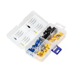 149673 - Set of cable end terminals with spade, 95 pcs., 2.5mm2 x M4: 30 pcs; 2.5mm2 x M6: 30 pcs; 6mm2 x M4: 20 pcs; 6mm2 x M6; 15 pcs.