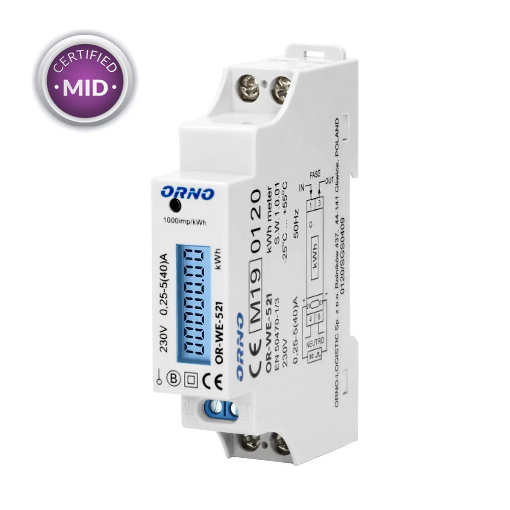 140066- Compteur d'énergie monophasé avec certificat MID, 40A