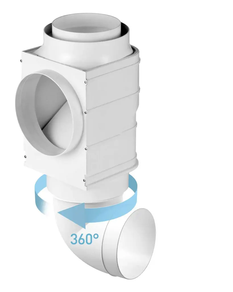 172349 - Ventilation duct for interchangeable usage of mechanical and gravity ventilation.  Ø125 white