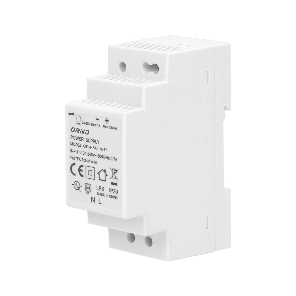 140071-DIN rail power adaptor, 24W  24VDC, 1A, width: 2 units-ORN