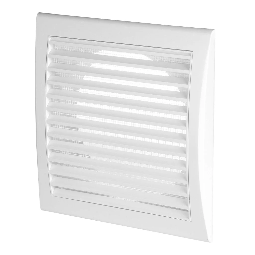 172705 - LUNA Series grille - with anti-insect net, inlet Ø150 160x160 white