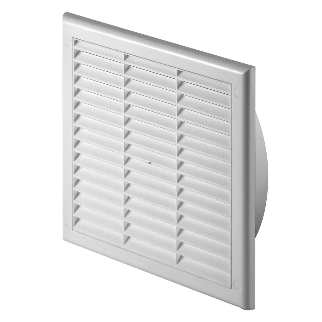 172719 - TK Series grille - with anti-insect net and shutter, inlet Ø100 140x140 white