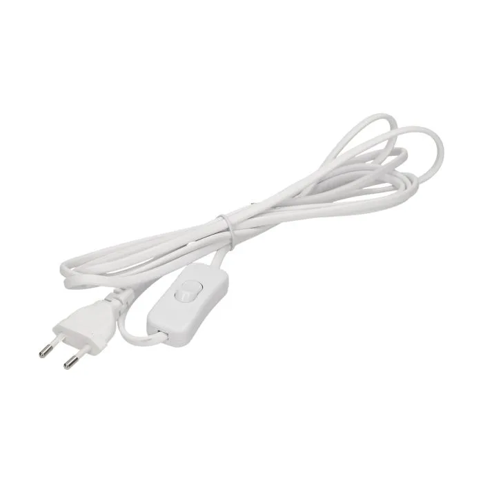 146498 - Power cord with switch and Euro plug, white, cable: 2x0,75mm2. ORN