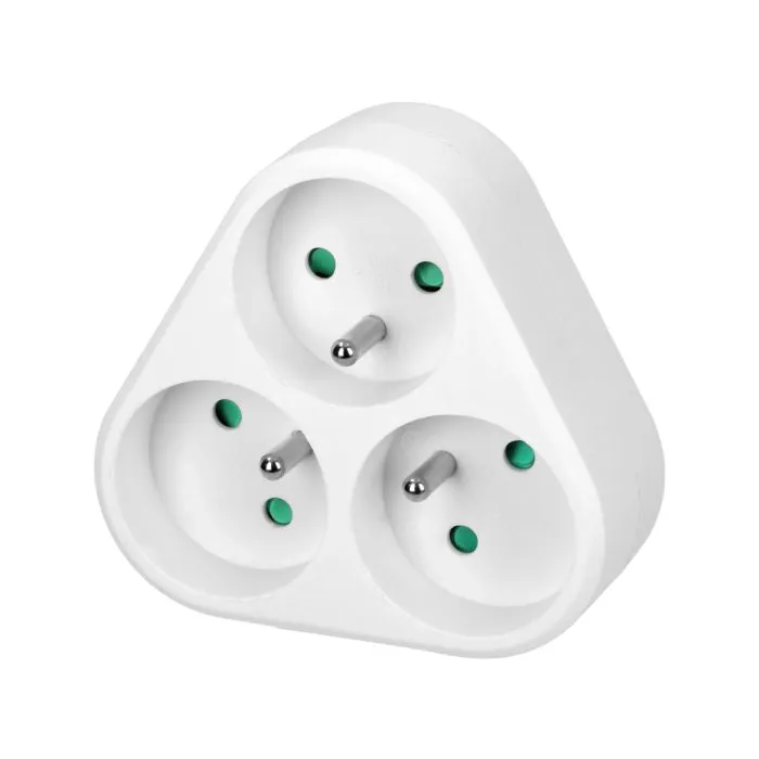 149213 - Triple power socket splitter 3x2P+E, white, for Belgium and France
