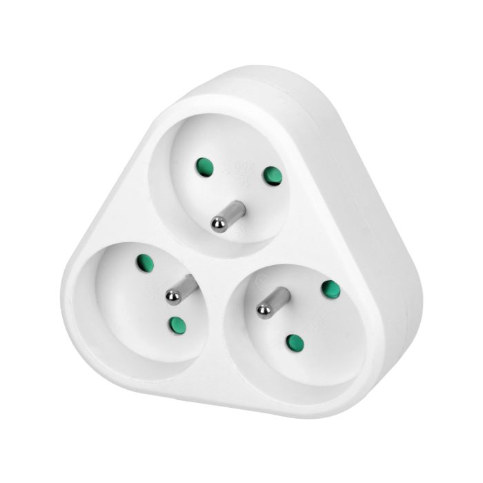 149213-Triple power socket splitter 3x2P+E, white,  for Belgium and France