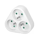 149213 - Triple power socket splitter 3x2P+E, white, for Belgium and France