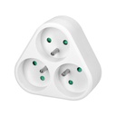 149213-3-voudige stekkerdoos splitter 3x2P+E, wit, voor België en Frankrijk