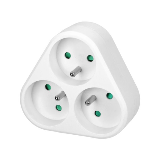 [ORNOR-AE-13178] 149213-Triple power socket splitter 3x2P+E, white,  for Belgium and France