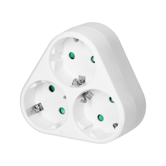 140101-Triple splitter 3x2P+E (Schuko), white, for Netherlands and Germany