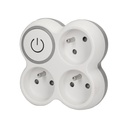 140102-Triple socket outlet with ON/OFF switch, 3x2P + Z, backlit switch, color: white, for Belgium and France-ORN