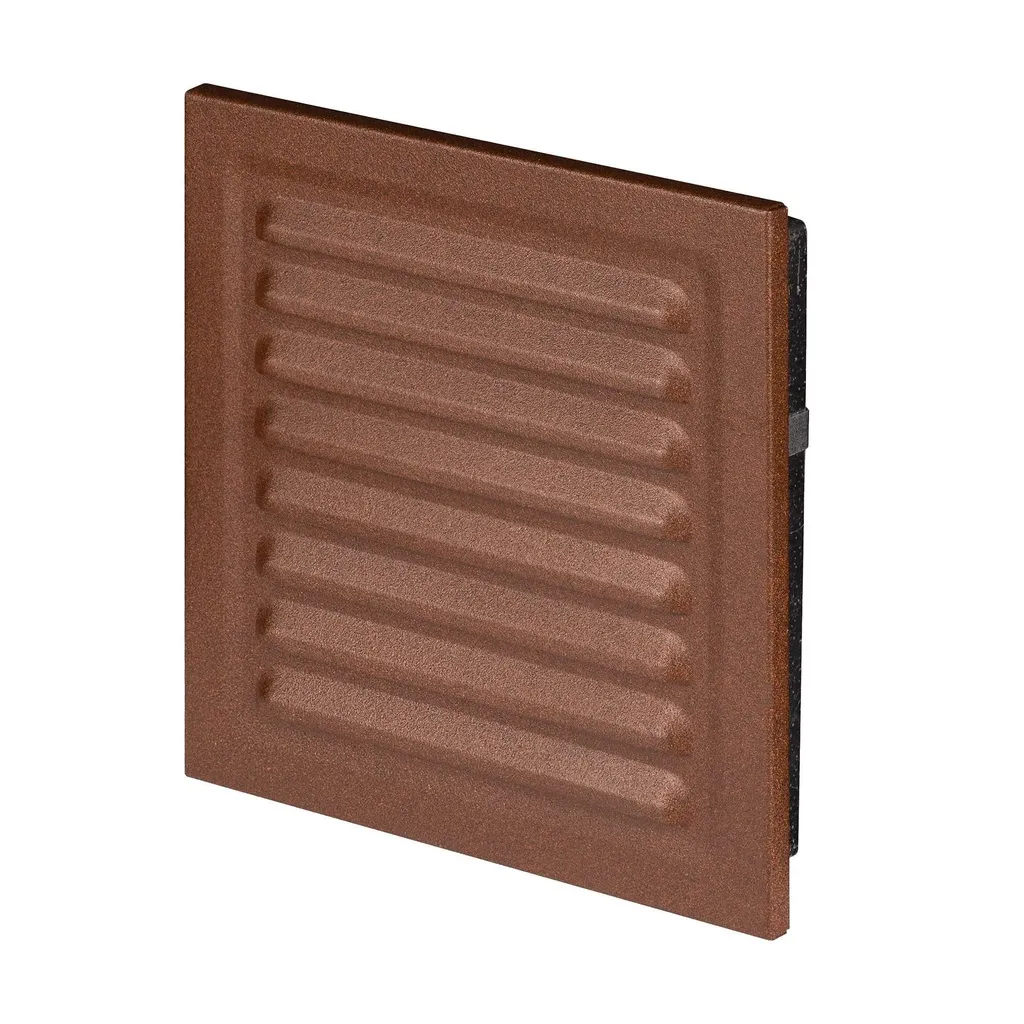 172977 - Zinc coated steel sheet grille, with anti-insect net   140x140 brown