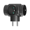 140106-Power splitter 3x2P+E, black, for Belgium and France
