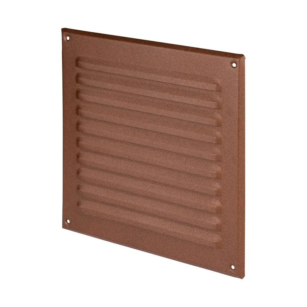 173006 - Zinc coated steel sheet grille, with anti-insect net   195x195 brown