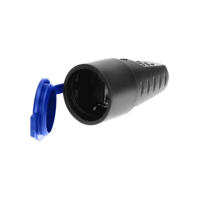 140114-Rubber plug-in socket 2P+Z with grounding, schuko , for Netherlands and Germany -ORN