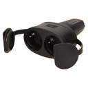 140117-Double rubber plug-in socket with holder, schuko, max. wire cross-section – 2,5mm2, Netherlands and Germany -ORN