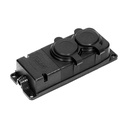 140125-Heavy-duty extension socket, rubber, schuko IP44, 2 schuko sockets, very low 5cm profile, for Netherlands and Germany -ORN