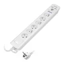 140140-Power strip with surge protection and main switch 6 sockets, 2 USB chargers, cable 3x1mm2, 3m long, total power consumption of 2300W, for Belgium and France -ORN