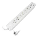 140143-Multiprise avec protection contre les surtensions et interrupteur principal, schuko 6 prises schuko, 2 chargeurs USB, câble 3x1,5mm2, 3m de long, consommation électrique totale de 3680W, pour les Pays-Bas et l'Allemagne -ORN