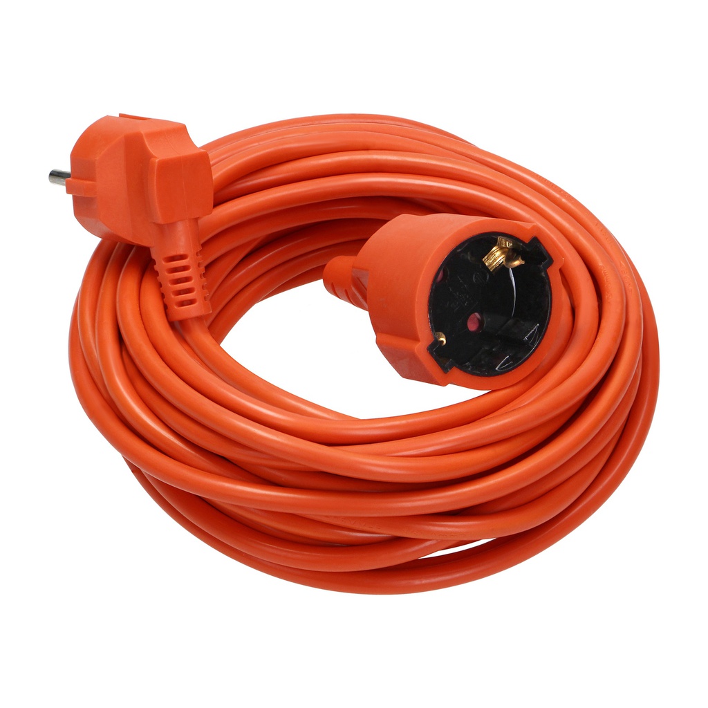 140156-Garden extension cord with 1 Schuko socket, 10m long 3x1mm2, IP20, made of PVC, fully potted, the socket has Schuko grounding (1x2P+E)-ORN