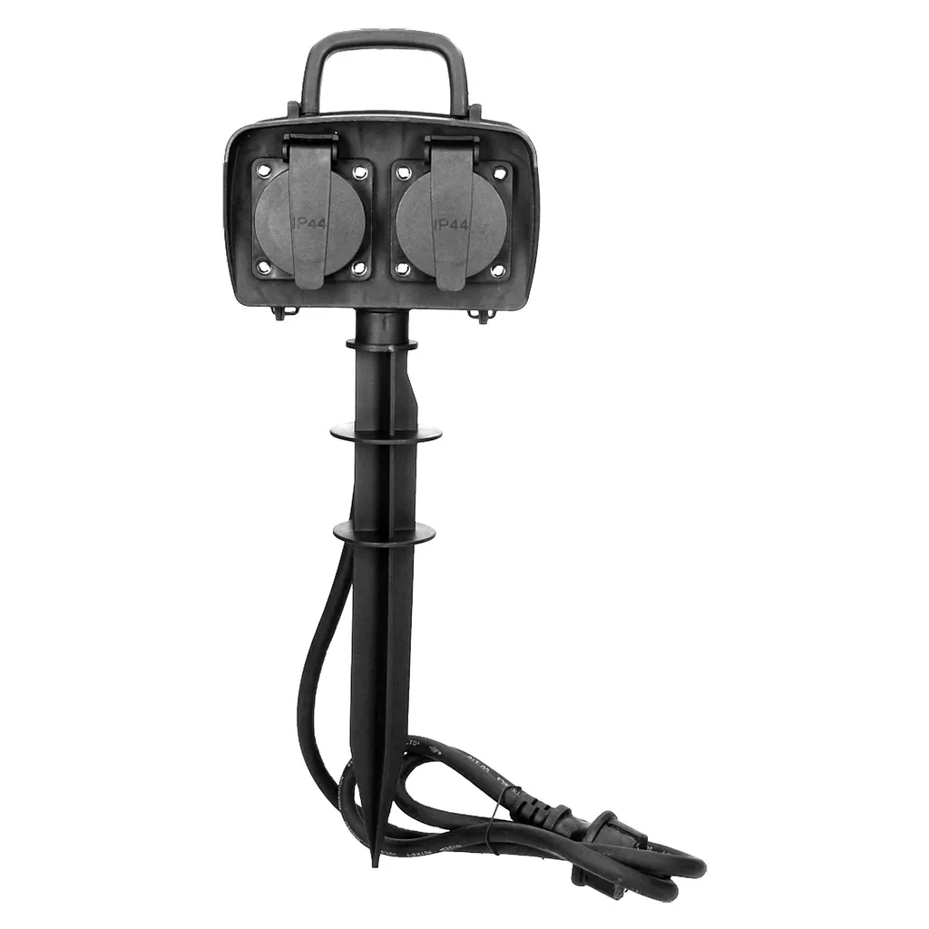 140160-Garden socket, schuko equipped with an arrowhead for a quick installation, 2x2P+Z, 2300W, IP44, cable 1,5m long, H07RN-F 3x1,5mm2-ORN