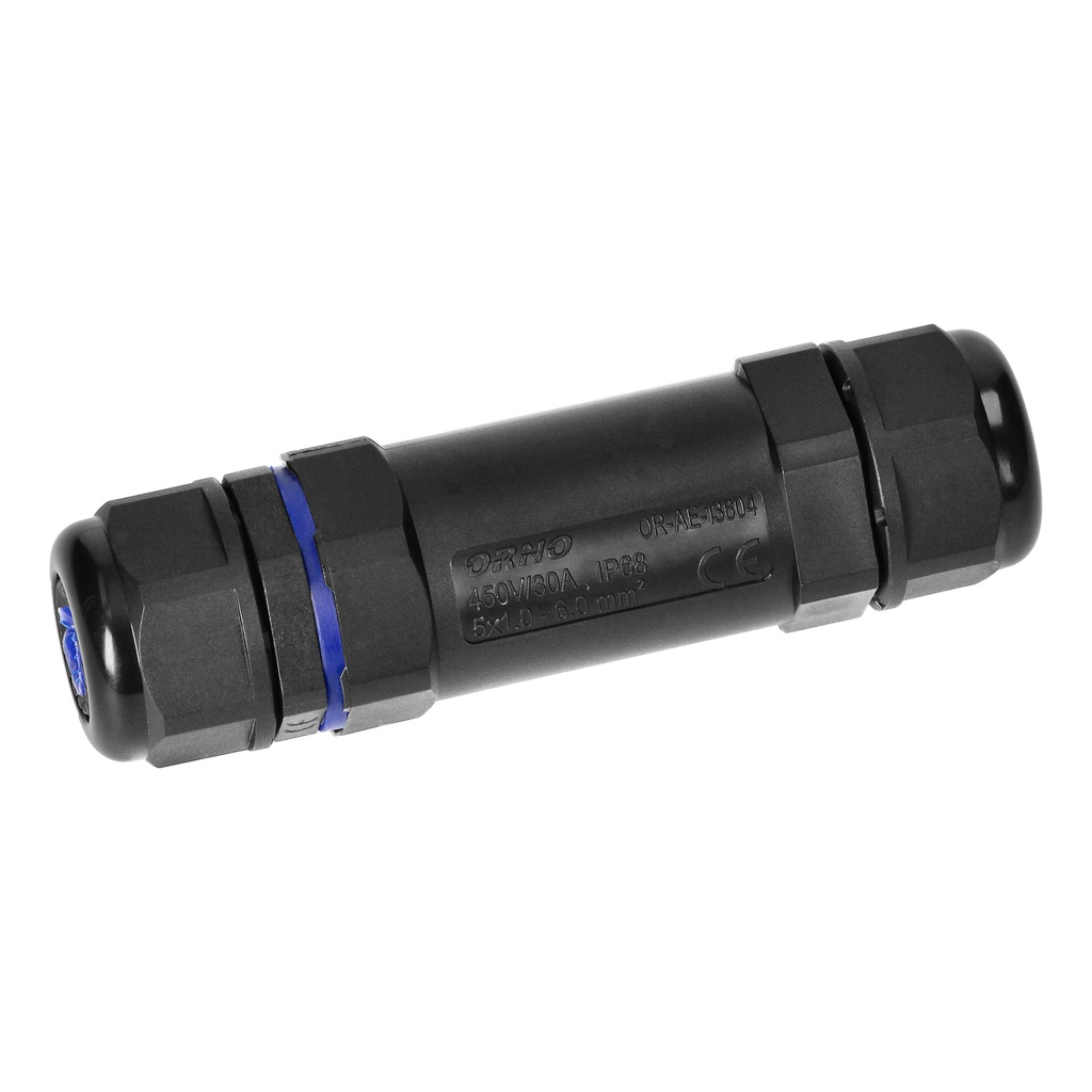 140201-Cable Connector Straight, 5x6mm2, 450V/30A, its contacts are made of brass with additional nickel layer to secure them against oxidation;-ORN