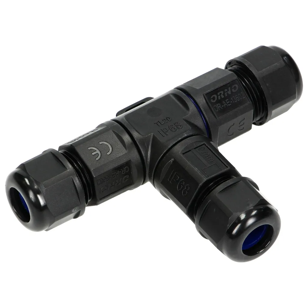 149681 - Cable Connector, TSplitter 3x4mm2, 450V/25A, cable gland is equipped with a thick gasket to tightly seal all cables inside;ORN