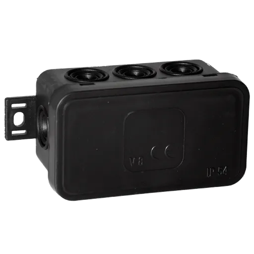 [ORNOR-JB-13805/B/100] 149713 - Surface mounted junction box CLICK IP54 8 cable entries 80x45x41mm, black ORN