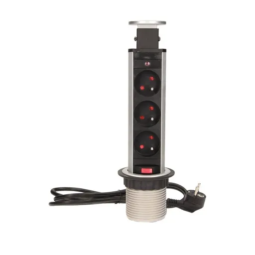 [ORNOR-AE-1347] 149444 - Pop up desk socket ⌀6cm with 1.8m cable, for Belgium and France ORN
