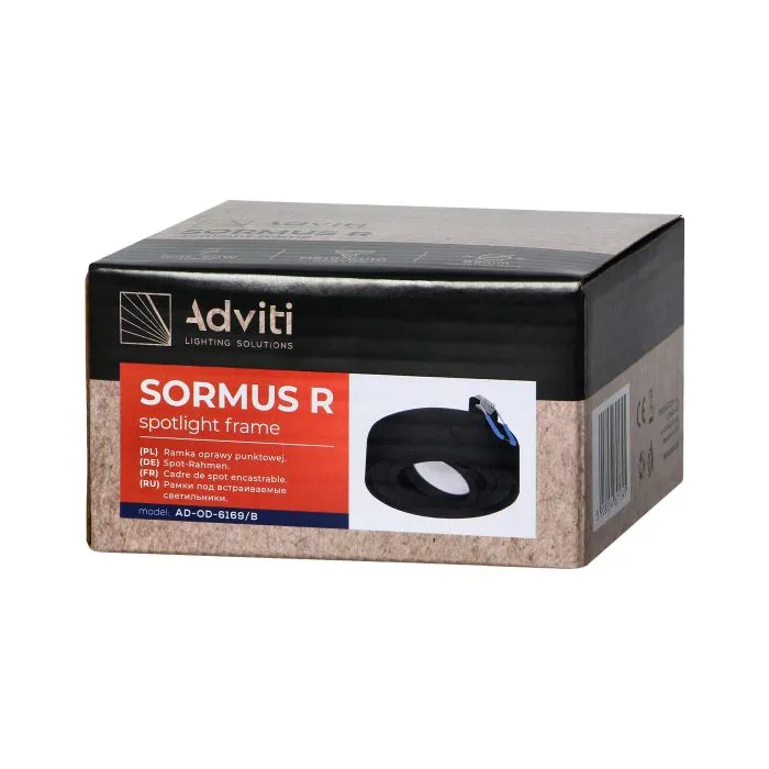 [ORNAD-OD-6169/B] 140322- Cadre décoratif SORMUS pour spot, MR16/GU10 max 50W, orientable, rond, noir-ORN