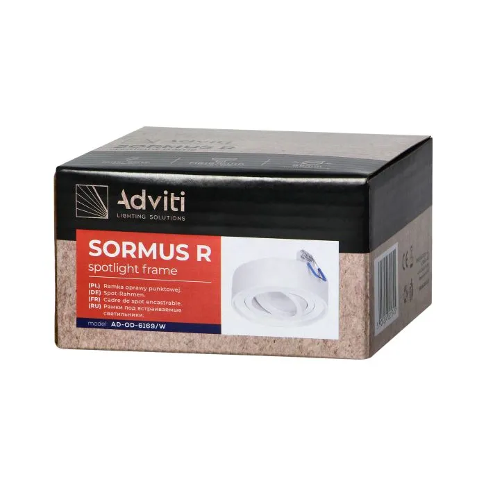 [ORNAD-OD-6169/W] 140323- Cadre décoratif SORMUS pour spot, MR16/GU10 max 50W, orientable, rond, blanc-ORN