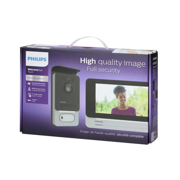 [ORN531101] 140332- Philips WelcomeEye Touch, visiophone, sans casque, couleur, LCD 7", tactile, menu OSD, contrôle de portail, RFID-ORN