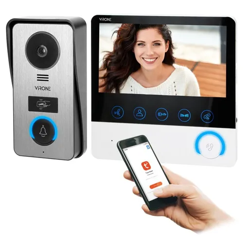[ORNVDP-65] 140333- Kit d'interphone vidéo Full HD HILIT, sans combiné, avec un moniteur couleur 7", carte/badges de proximité, fonctionnement via l'application Tuya-ORN