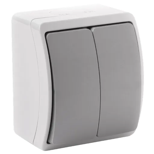 [OR-OE-7101/GR/10] 140336- Surface-mounted two-button switch AQUATIC IP44 grey-graphite -ORN